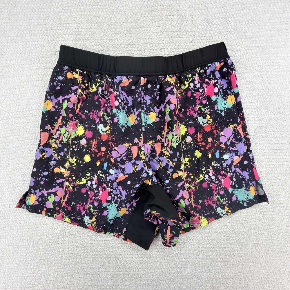 Tachuntfish Shorts Men's 2XL Multicolor Paint Splatter Unlined Performance Gym
